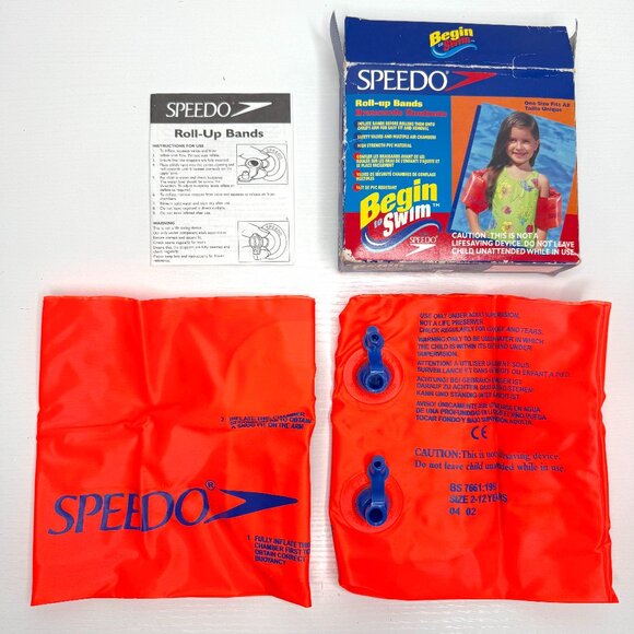Speedo Roll Up Arm Band Floats Level B Age 2-12 Max Weight 110 Lbs Neon Orange - Picture 1 of 3